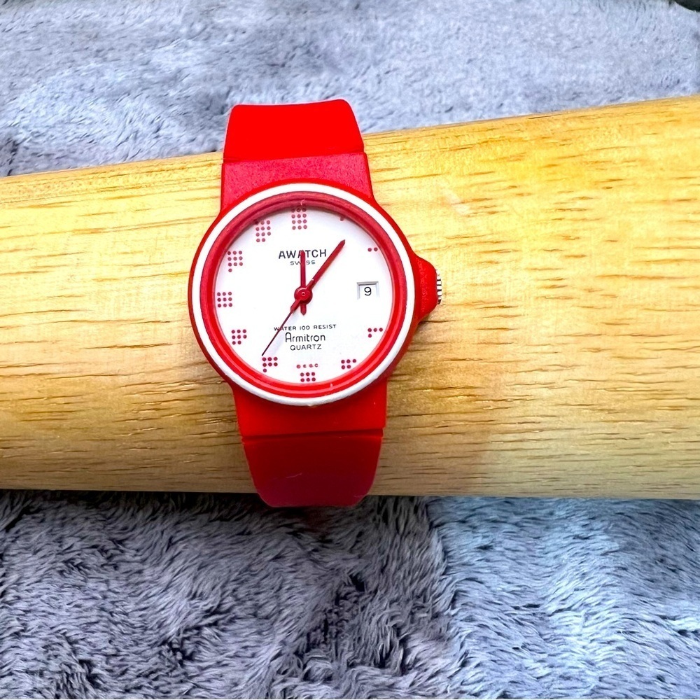 Vintage Armitron Awatch Quartz Movement Red Silicone Band